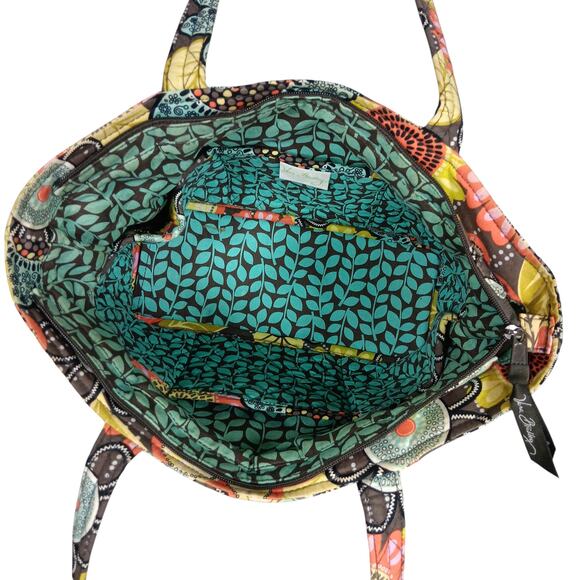 Vera Bradley Mandy Flower Shower Bag, Neoprene  Sleeve and Keychain Yellow Brown - Picture 8 of 13